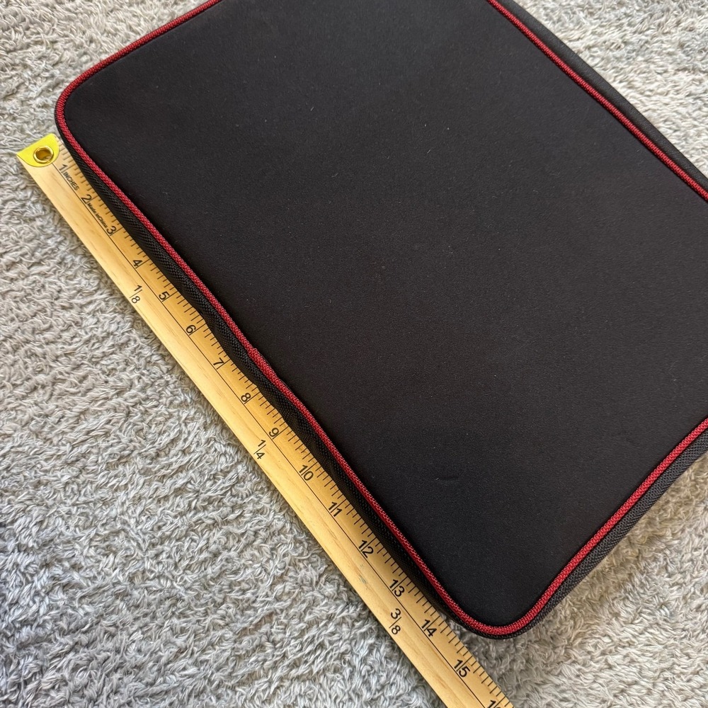 HP Laptop Sleeve Case 15 Inch Black Red Neoprene Zipper Front Pocket - Picture 4 of 7